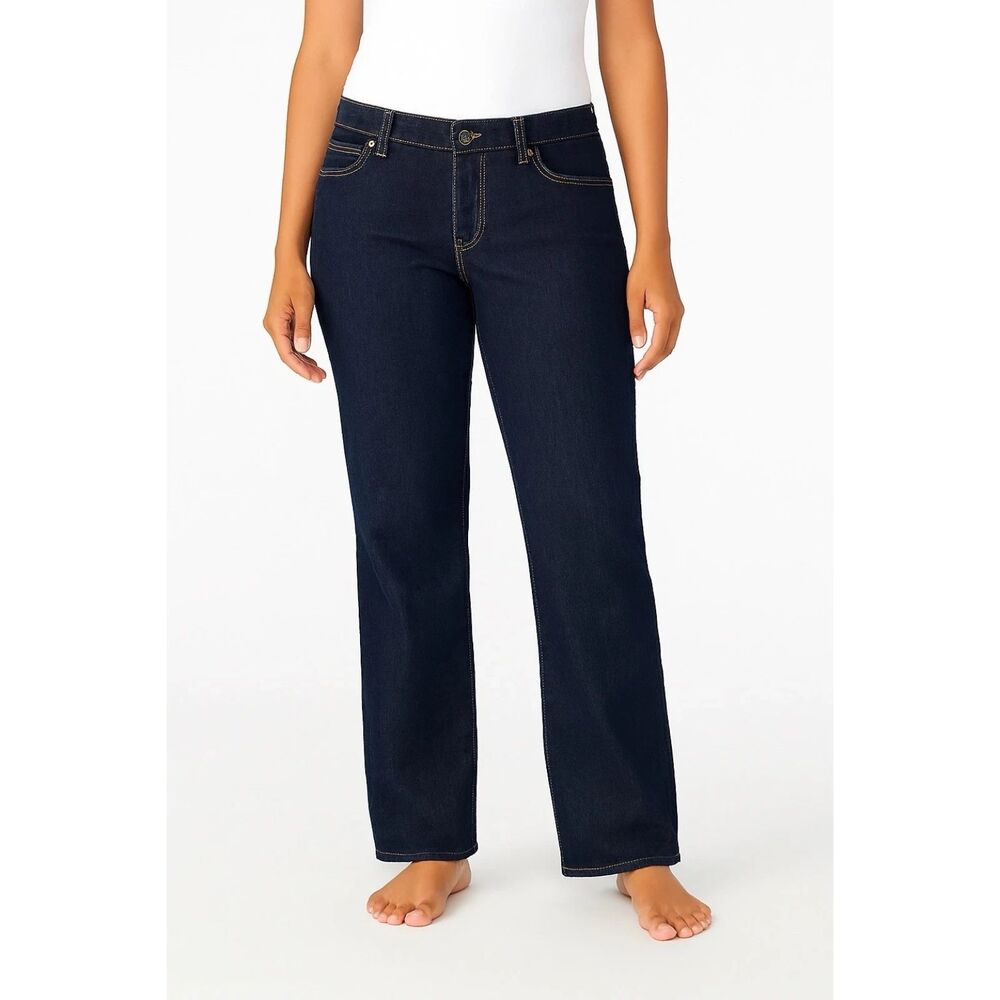 Ann Taylor Loft Straight Jeans Womens 14 Stretch Denim Pants Low Rise retro New